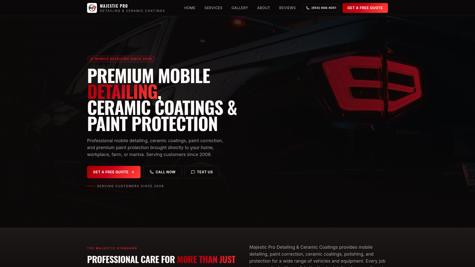 Majestic Pro Detailing website preview